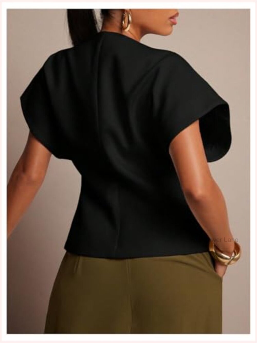Women's V Neck Asymmetrical Blouse Short Sleeve Waistcoat Work Tops - Picture 2 of 5